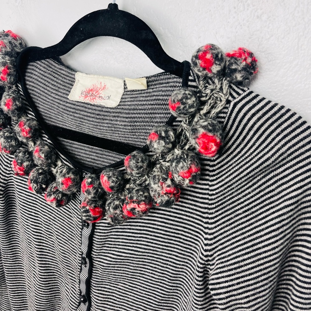Anthropologie Karen Nicol Striped Pom Pom Cardigan - Picture 3 of 9